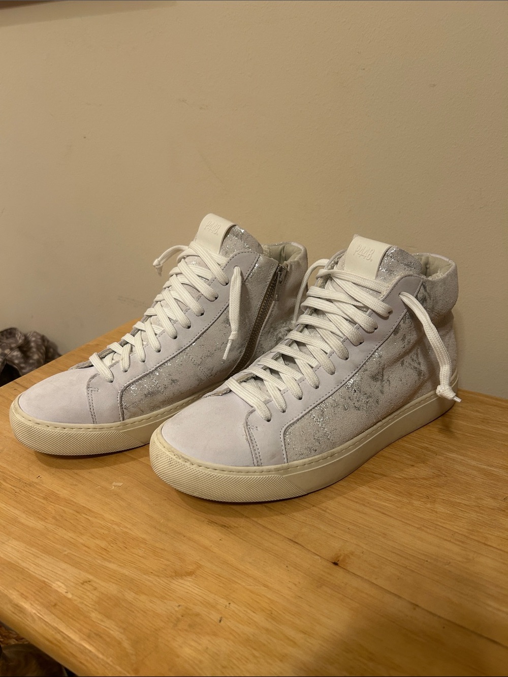 P448 Women’s  Silver Sparkle Glitter High Top Sneakers Size 41/10.5-11